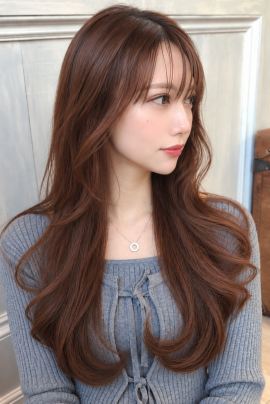 ショコラブラウン×韓国風ゆるふわロング